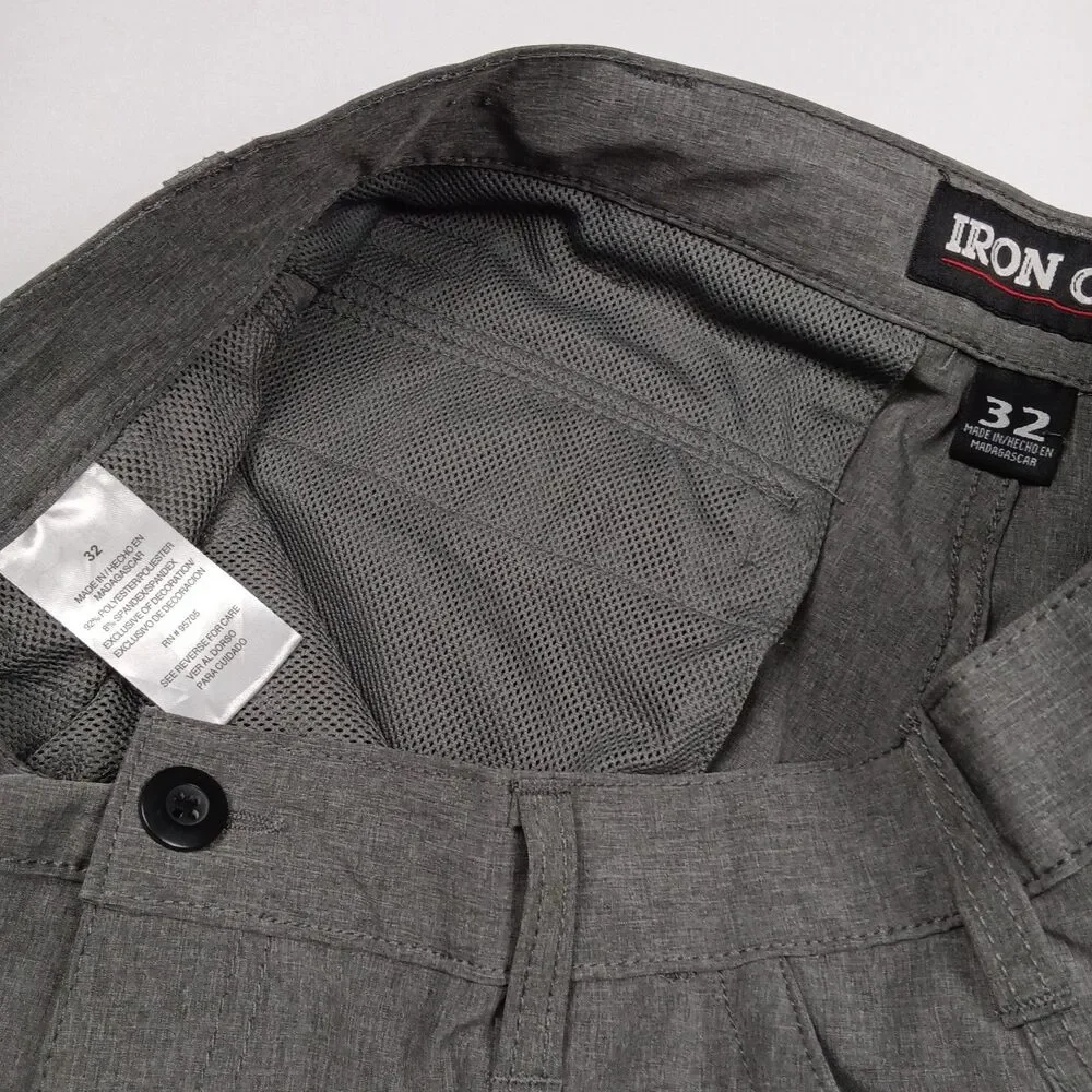 Iron Co Mens Size 32 Hybrid Cargo Shorts Stretch Quick Dry Gray Utility